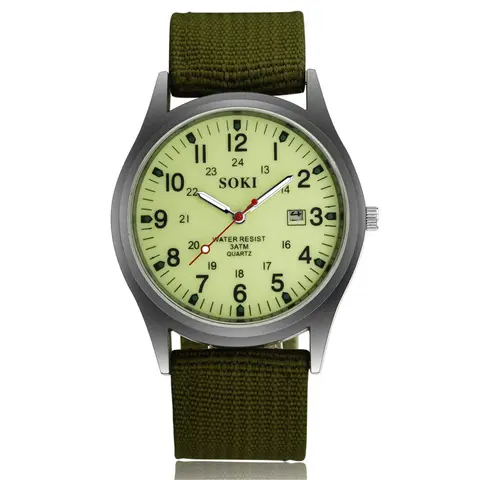 OIDEA Men's Tactical Sport Watch - Army-Themed Round Analog Quartz Field Wristwatch, 12/24h Quick Read, Luminous Night Hands, Breathable Extended Nylon Band, Casual Adventure Accessory for Rugged Use