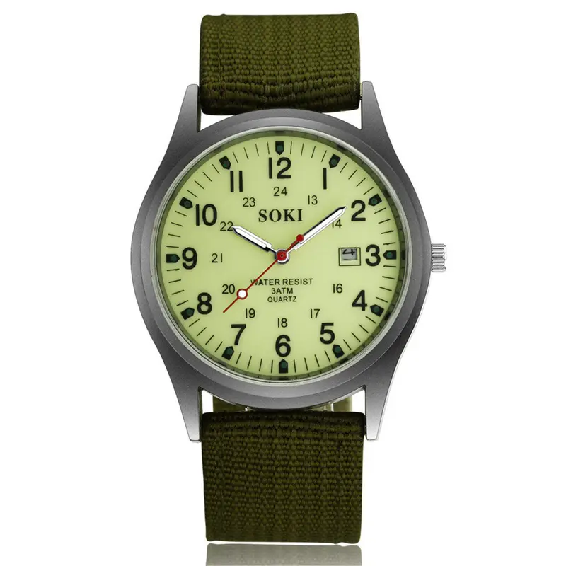 OIDEA Men's Tactical Sport Watch - Army-Themed Round Analog Quartz Field Wristwatch, 12/24h Quick Read, Luminous Night Hands, Breathable Extended Nylon Band, Casual Adventure Accessory for Rugged Use