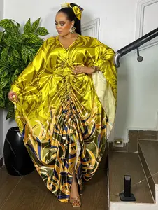 RUCHED SILK KAFTAN ( YELLOW)