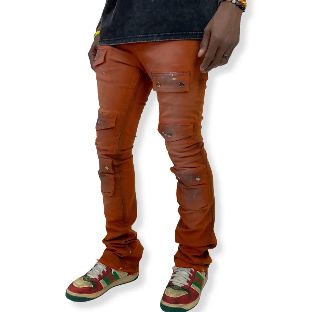 Vicious Rare Amber Stacked Pants with pockets and Paint Splatter  Bottoms Jeans Men Menswear Stylish Cargo