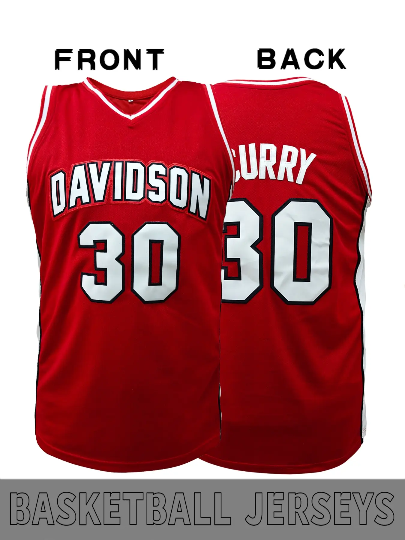 Men's Retro red basketball jersey, # 30 Embroidered sports vest, loose and breathable, classic street fashion outfit for college, suitable for basketball training and competition, sports running exercise, unisex, Sports Top