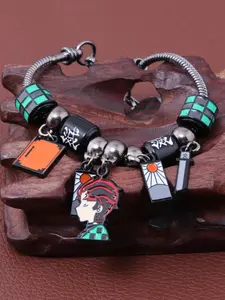 Anime Peripheral Demon Slayer Tanjiro Nezuko Colorful Figure Pendant Bracelet, Cartoon Style Zinc Alloy Hand Chain Accessory, Anime Themes
