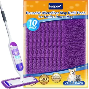 10 Pack Reusable Mop Pads Compatible with PowerMop, Microfiber Mop Pads Refills Machine Washable,, and Absorbent Suitable for All Types