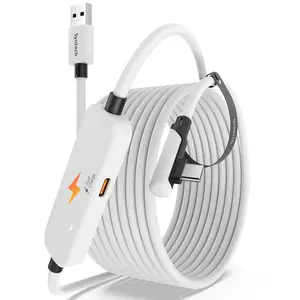 Link Cable with Charging 16FT Compatible with Meta Quest 3S/Quest 3/Oculus Quest 2 Accessories, USB 3.0 Link Cable with Extra Charging Port, for PC/SteamVR and Extended Gameplay