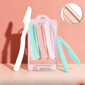 3pcs Safe Folding Ladies Face Shaver Eyebrow Trimmer Blade Anti-Scratch Razor Makeup Tools Eyebrow Trimmer Face Razor for Women