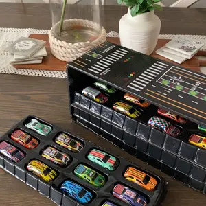 48-Pack Toy Cars, Metal Shell Mini Racing Vehicles with Portable Container Display and Fold-Out City Parking Mat for Kids Ages 3+