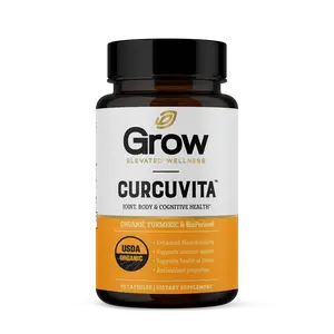 Grow Vitamin Curcuvita Organic Turmeric & BioPerine Ultra High-Potency Blend 95% Curcuminoids USDA Certified 30-Day Supply Natural Supplement - Healthcare