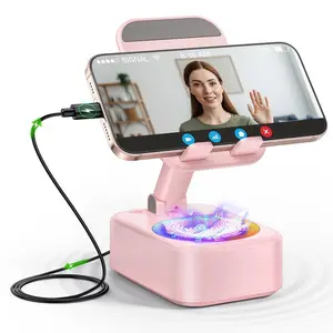 Wireless Bluetooth Portable Speaker with Phone Holder, Smart Sensing, HD Surround Sound, Bass Boost, Adjustable-Foldable Design, 6-Hour Playtime, Compatible with iPhone/iPad/Samsung for Facetime Calls