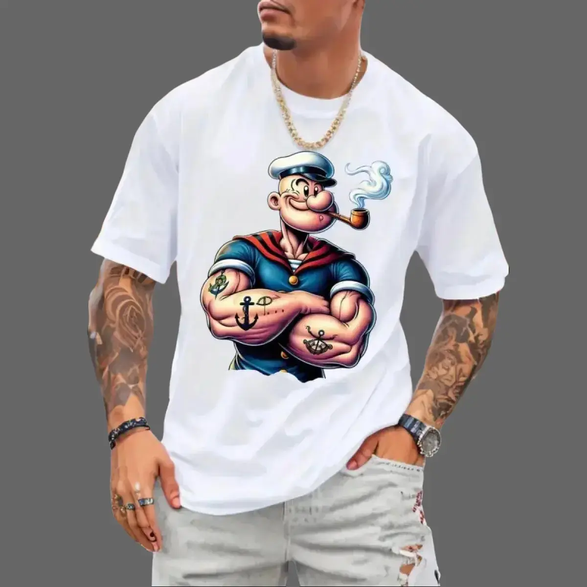 Men's Heavyweight Pirate Graphic T-Shirt - Oversized Loose Fit Round Neck Short Sleeve, Bold Nautical Design with Pirate Ship & Treasure Chest Print, Breathable All-Season Casual & Themed Party Wear, Machine Washable (Ideal for Pirate Costumes ),summervib