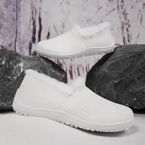 Women's Winter Cotton Slip-On Flats Ultra-Lightweight Breathable Zero Drop Anti-Slip Sole Casual Fashion Comfortable All-Season Sneakers