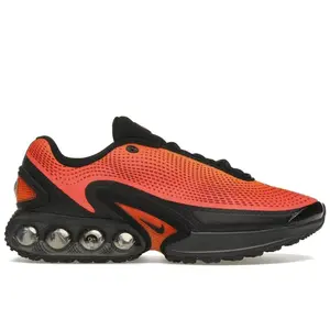Nike Air Max Dn Total Orange Bright Crimson Dark Smoke Grey Black Men’s Running Shoes Futuristic Air Max Dn Design Full-Length Dynamic Air Cushioning Lightweight Breathable Mesh Upper Bold Colorway Comfortable Responsive Ride Athletic Performance
