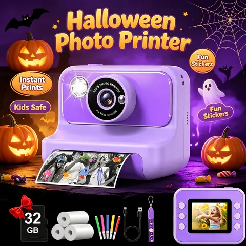 [Halloween Gifts]Gofunly Kids Instant Print Digital Camera - 1080P HD Video Digital Camera with 32G Card, Flashlight, MP3 Player, Photography Toy for 3-12 Years Old, Birthday Gift for Boys & Girls, Rechargeable, Children's Day,familyfun