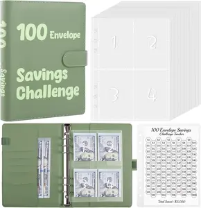Habit - forming keeper, SKYDUE 100 Envelopes Money Saving Challenge Binder, Savings Challenges Book with Cash Envelopes, Budget Binder with Double Side Laminated Tracker, Easy and Fun Way to Save $5050