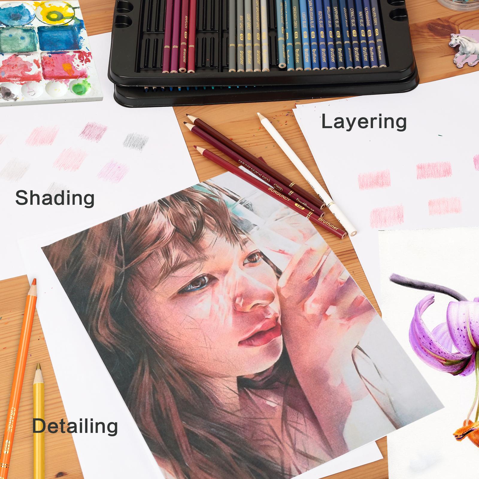 180 Color Artist Colored Pencils Set, Soft Core, Professional Numbered Art Drawing Pencils for Sketching Shading Blending Crafting, Gift Tin Box