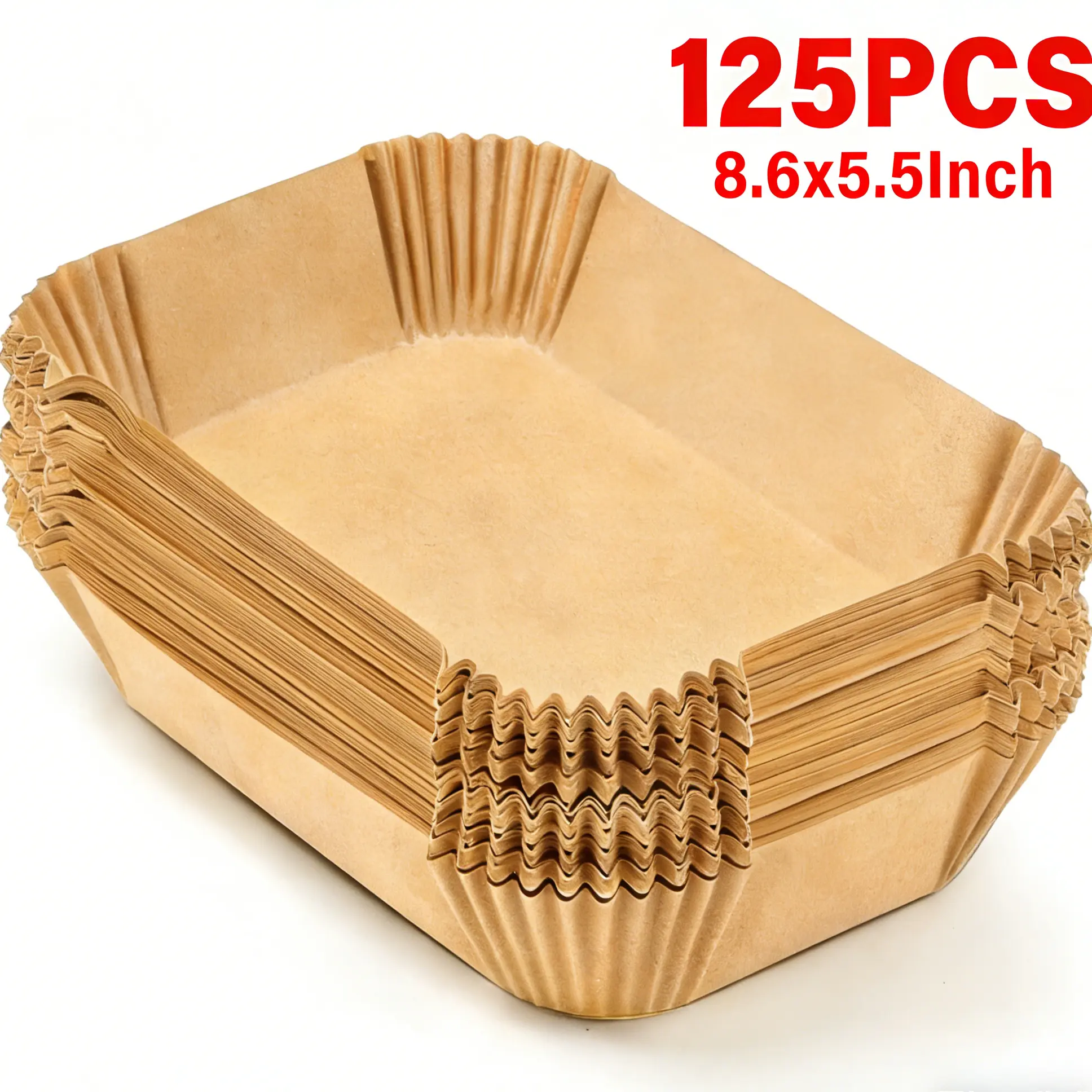 125-Piece Rectangle Disposable Air Fryer Liners - Eco-Friendly, Degradable, Unbleached Food-Grade Parchment Paper, Non-Stick, Oil-Resistant, Leak-Proof, Dual-Zone Compatible, Heat Resistant Up to 450°F, Essential for Fitness Enthusiasts, Kitchen, Easy Cle