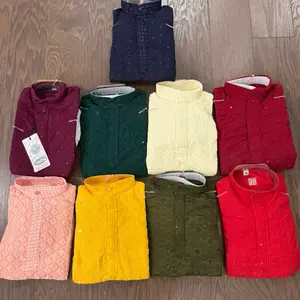 Chikankari Kurtha Pajama Size 20-36 Vibrant Color Options Traditional Indian Clothing