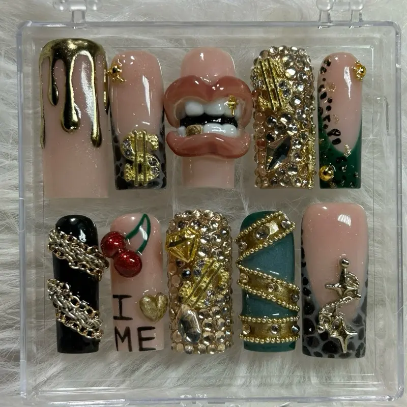 ACRYLIC handmade press ons - Money Talks ACRYLIC handmade press ons - Money Talks