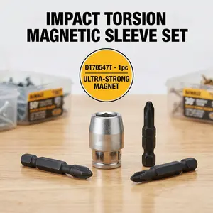 10X Stronger Magnetic Screw Lock Sleeve & Impact Driver Bits - DT70547T DT70555T - Stop Dropping Screws, Precision Ph2 Torsion Bits for Woodworking