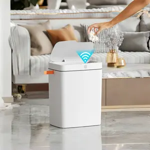 3.9 Gallon Self-Sealing Smart Trash Can -Automatic Refill Bin with Motion Sensor for LivingRoom, Bedroom, Kitchen, and Bathroom, 360°Kick Open Lid,Waterproof, Narrow Household ltem
