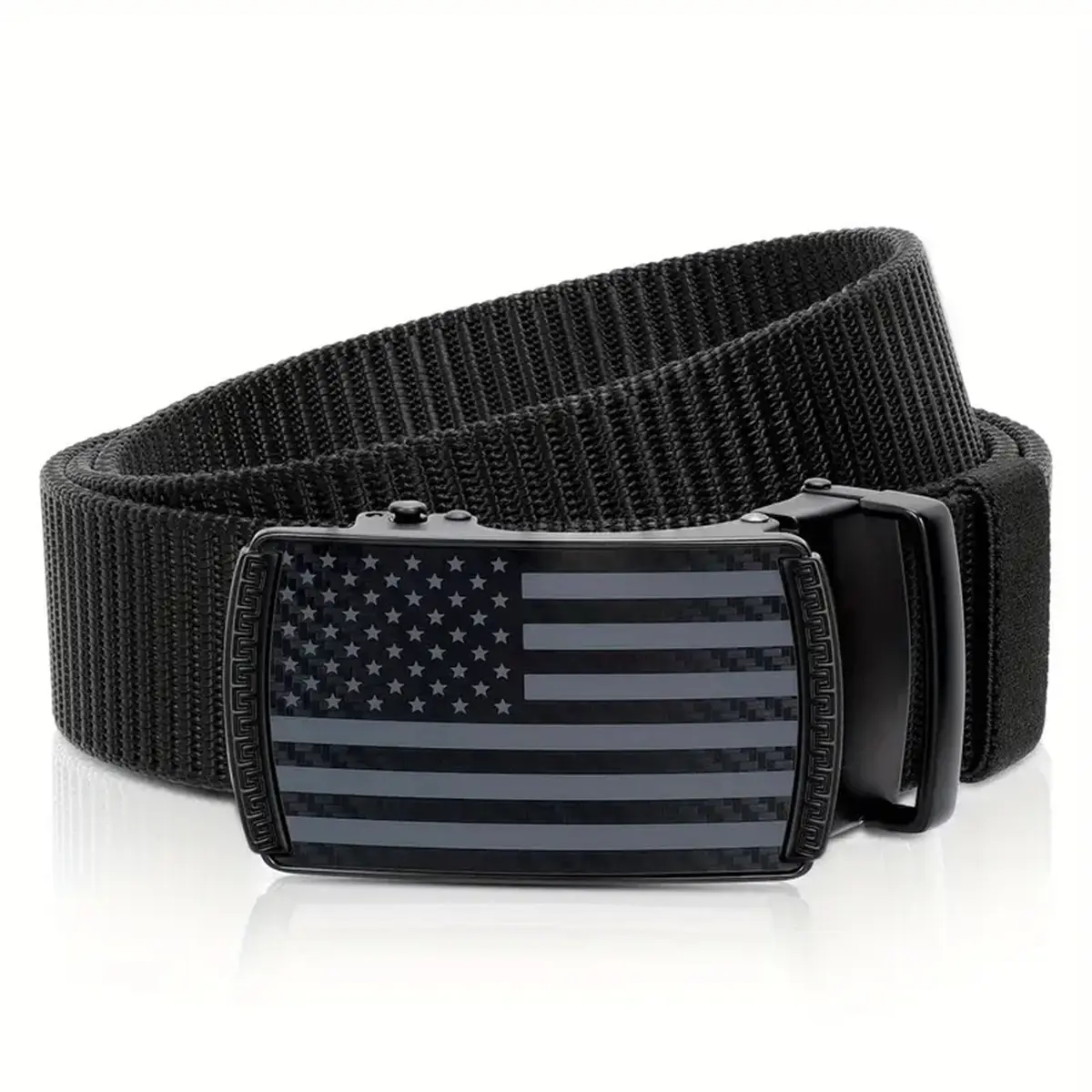 American Flag Ratchet Belt, Heavy Duty Elastic Woven Nylon Band, Adjustable for Jeans, Golf & Outdoor Activities, Automatic Buckle, Belts, Elastic Band, Ratchet Strap