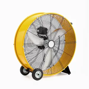 【Summervibes】26/30 Inch High Velocity Drum Fan, 9500CFM Industrial Metal Floor Fan with Handle, Heavy Duty, 3-Speed, Air Circulator for Shop, Garage, Gym, Barn, Commercial, UL Listed, Yellow