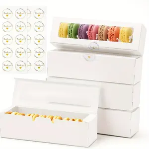20pcs with window macaron box - size 7.3X2X2.17 inches, suitable for packaging 6-8 small cookies, candies, and sandwich chocolates, macaron packaging.