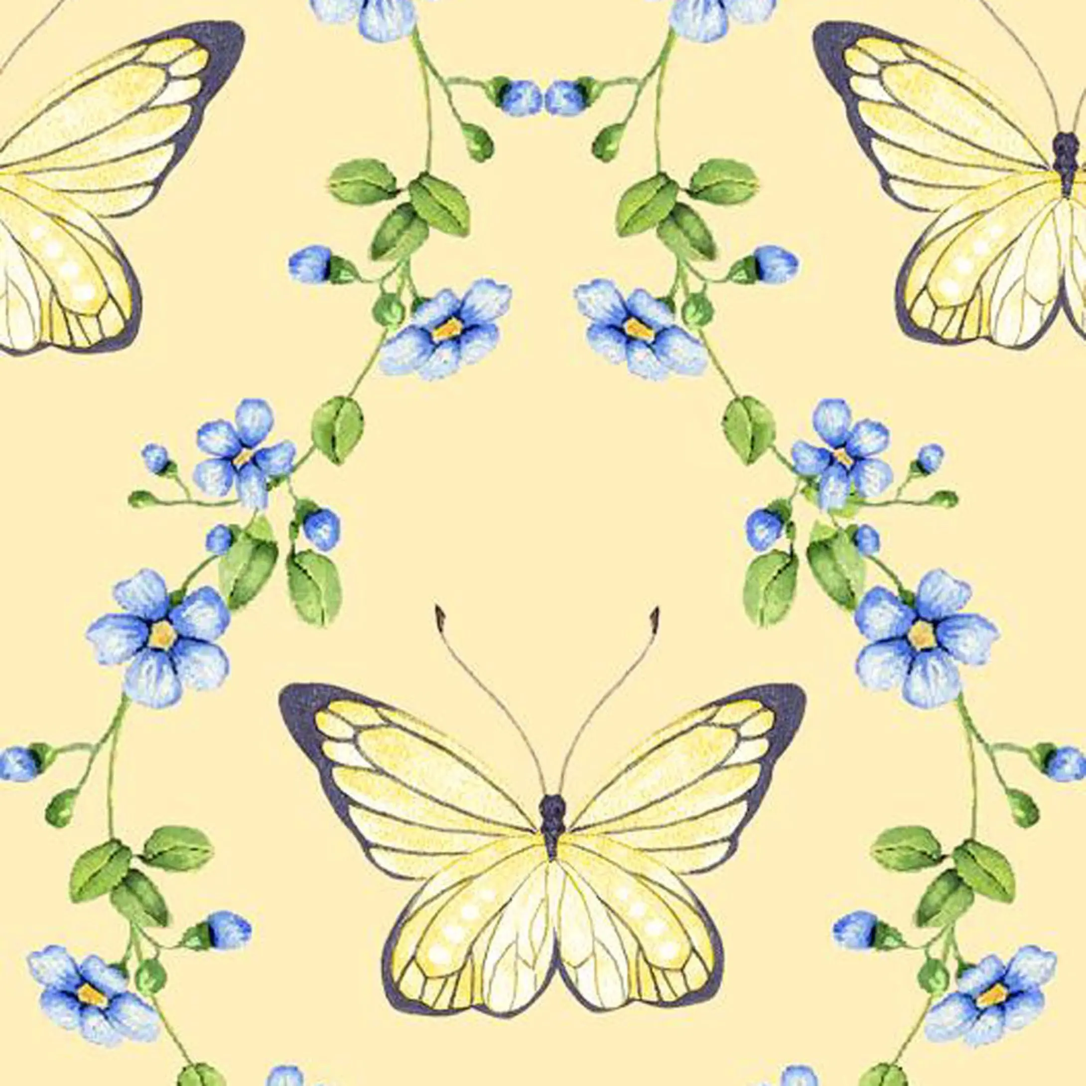 Butterflies and Vines Quilt Fabric by the Yard | 100% Cotton Floral Butterfly Fabric