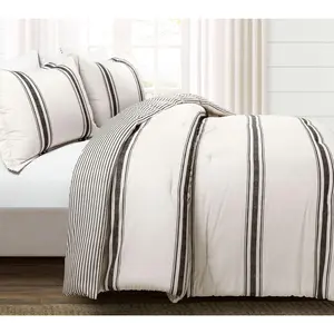 Lush Decor Farmhouse Stripe Comforter 3-Piece California King