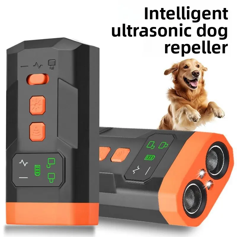 Dog Repellent Training Tool, Ultra-Powerful Dual-Core Ultrasonic Device with Bright Dual LED Emergency Light, Portable Rechargeable for Outdoor Hiking, Camping