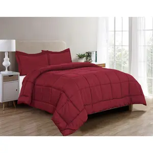 Elegant Comfort 3-Piece Solid Box Stitched Comforter Set - Ultra Soft Double-Filled Down-Alternative Bedding
