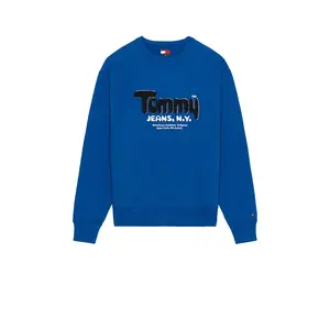 Tommy Jeans Boucle Crew Neck Sweatshirt in Vibrant Indigo Unisex