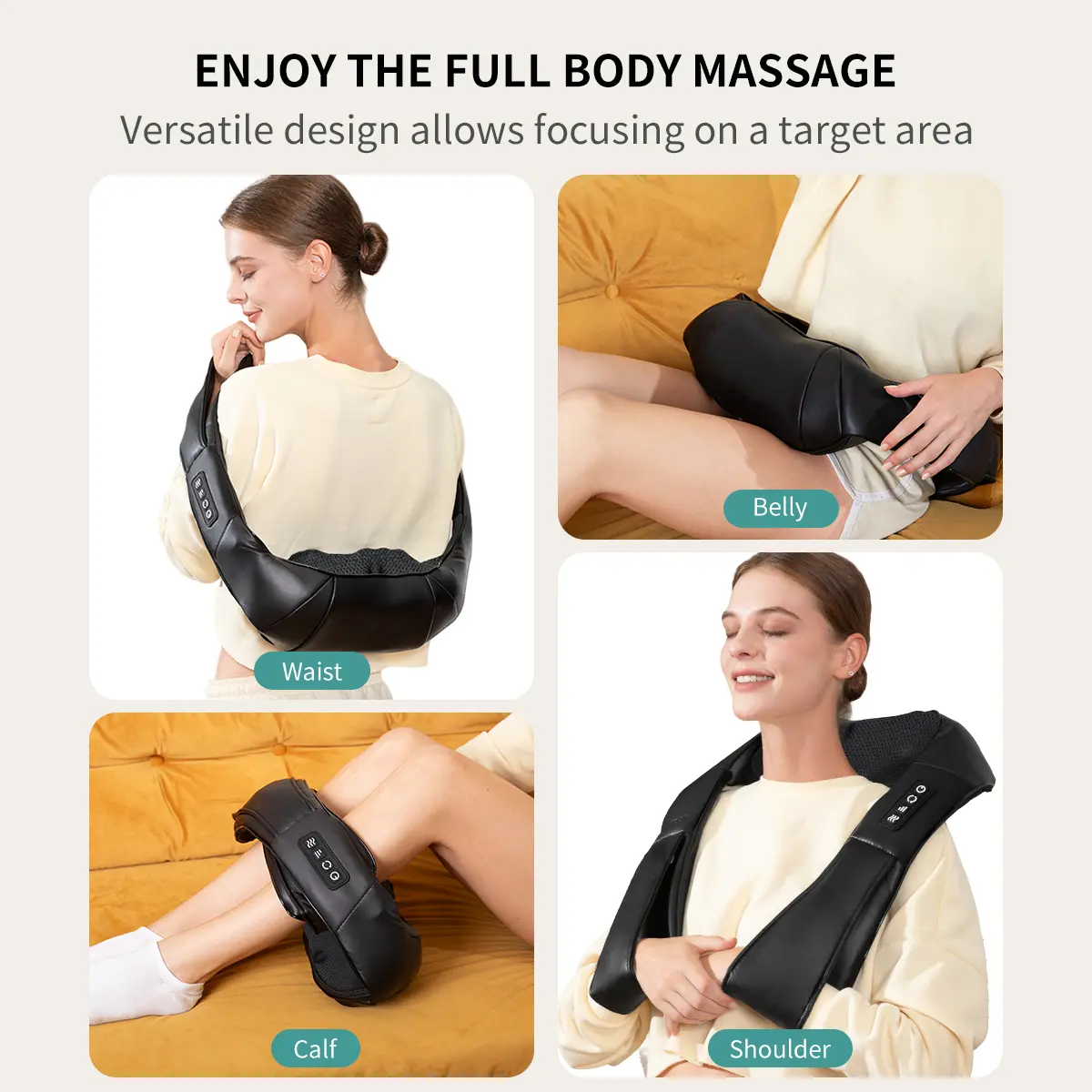 Shiatsu Neck and Back Massager with Soothing Heat, Ergonomic 8 Deep-Kneading Massage Nodes with Heat Electric Shiatsu Back Massager for Neck Shoulder & Body Muscle Relief Portable 12V DC Power Supply - Black Shiatsu Neck and Back Massager with Soothing Heat, Ergonomic 8 Deep-Kneading Massage Nodes with Heat Electric Shiatsu Back Massager for Neck Shoulder & Body Muscle Relief Portable 12V DC Power Supply - Black