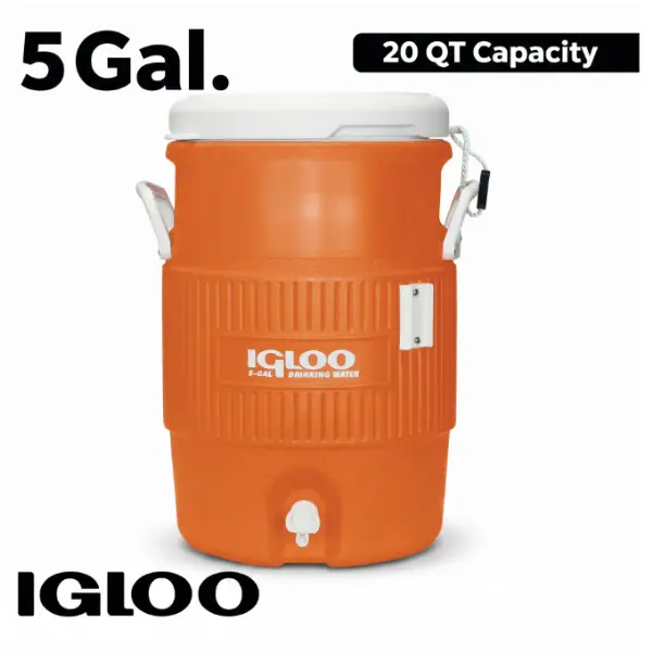 5 Gal Heavy-Duty Insulated Beverage Cooler, Orange Large Drink Cooler for Outdoor Events, Camping & Worksites
