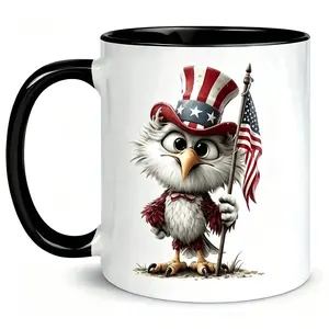 Timeless Eagle American 250 Years Freedom Ceramic Mug, Vibrant July 4th Holiday Gathering Celebration Cup, Elegant Surprise Gift For Patriotic History Fans, Large 11oz Capacity Daily Coffee Beverage Cup