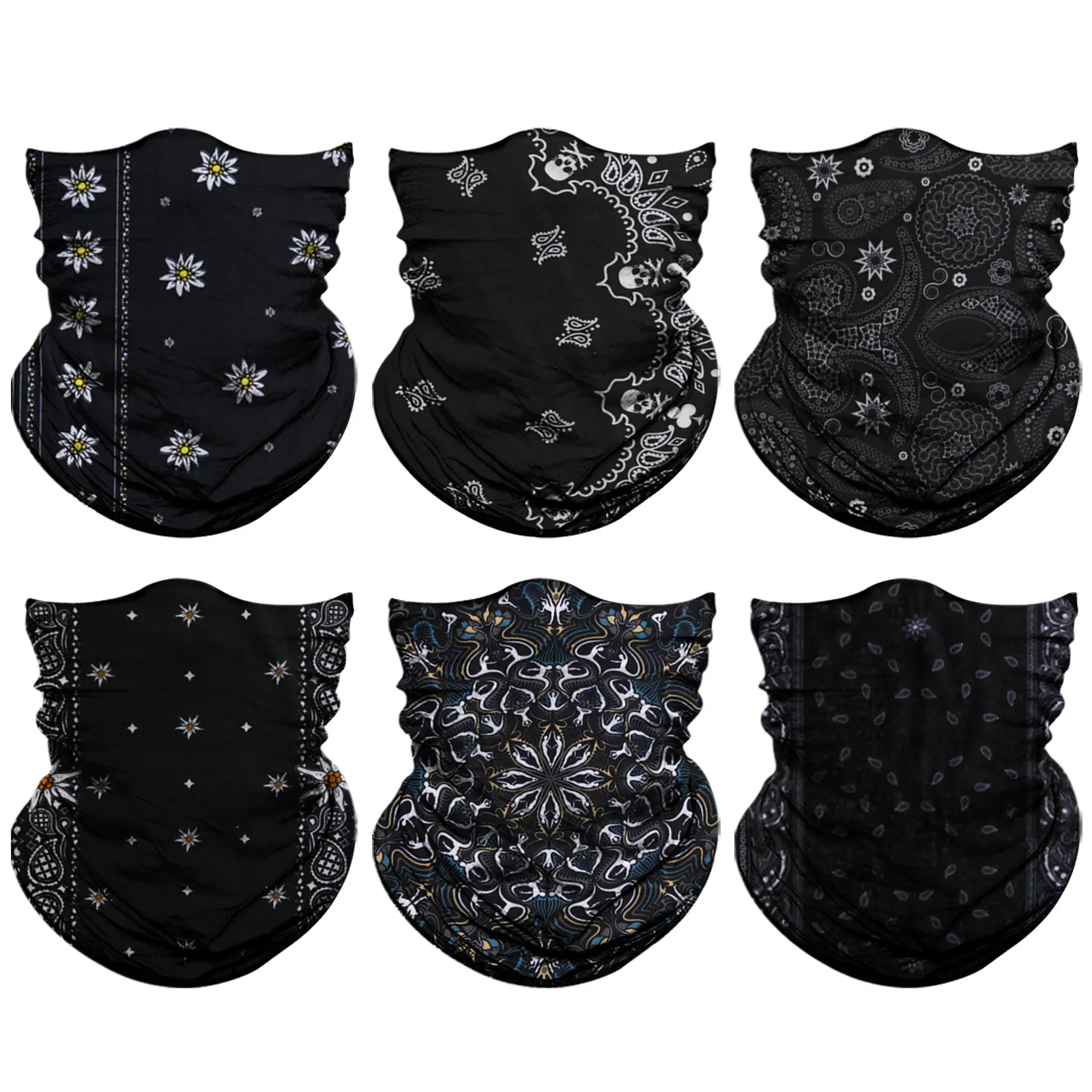 Venswell Black Neck Gaiter Series, Cover Mask for men and women, seamless bandana carnival mask scarf mask, balaclava, headband, turban, headwear