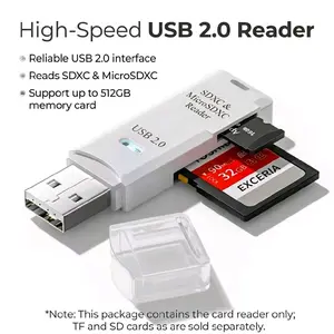 2-in-1 USB 2.0 Card Reader Micro SD TF Card Reader USB Adapter High Speed Memory Card Reader for PC Laptop Accessories