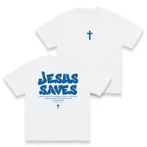 ACTS 4:12-JESUS SAVES Graphic Christian Tee Shirts Made In USA For Women For Men [180g cotton short-sleeve