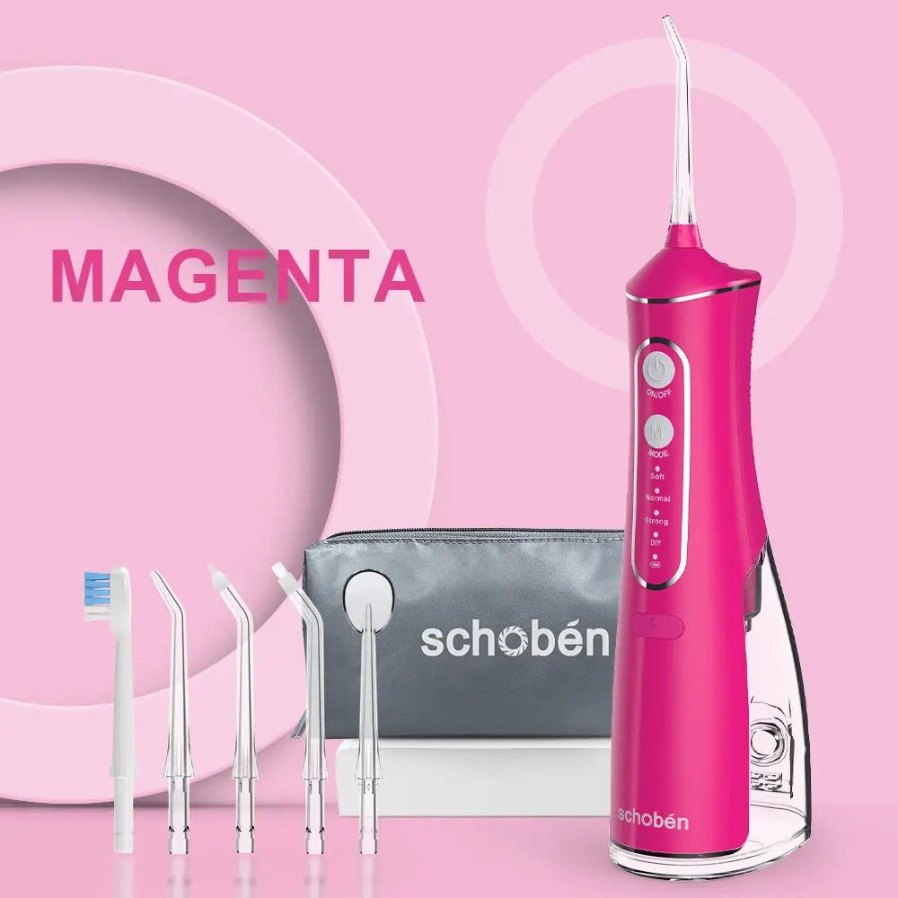 Schoben Dental Water Flosser 2.0, Large 300ML Tank, 4 Modes, Cordless Portable Smart Timer, Deep Cleaning Teeth & Gums, Water Dental Flossers, Waterflosser for Teeth