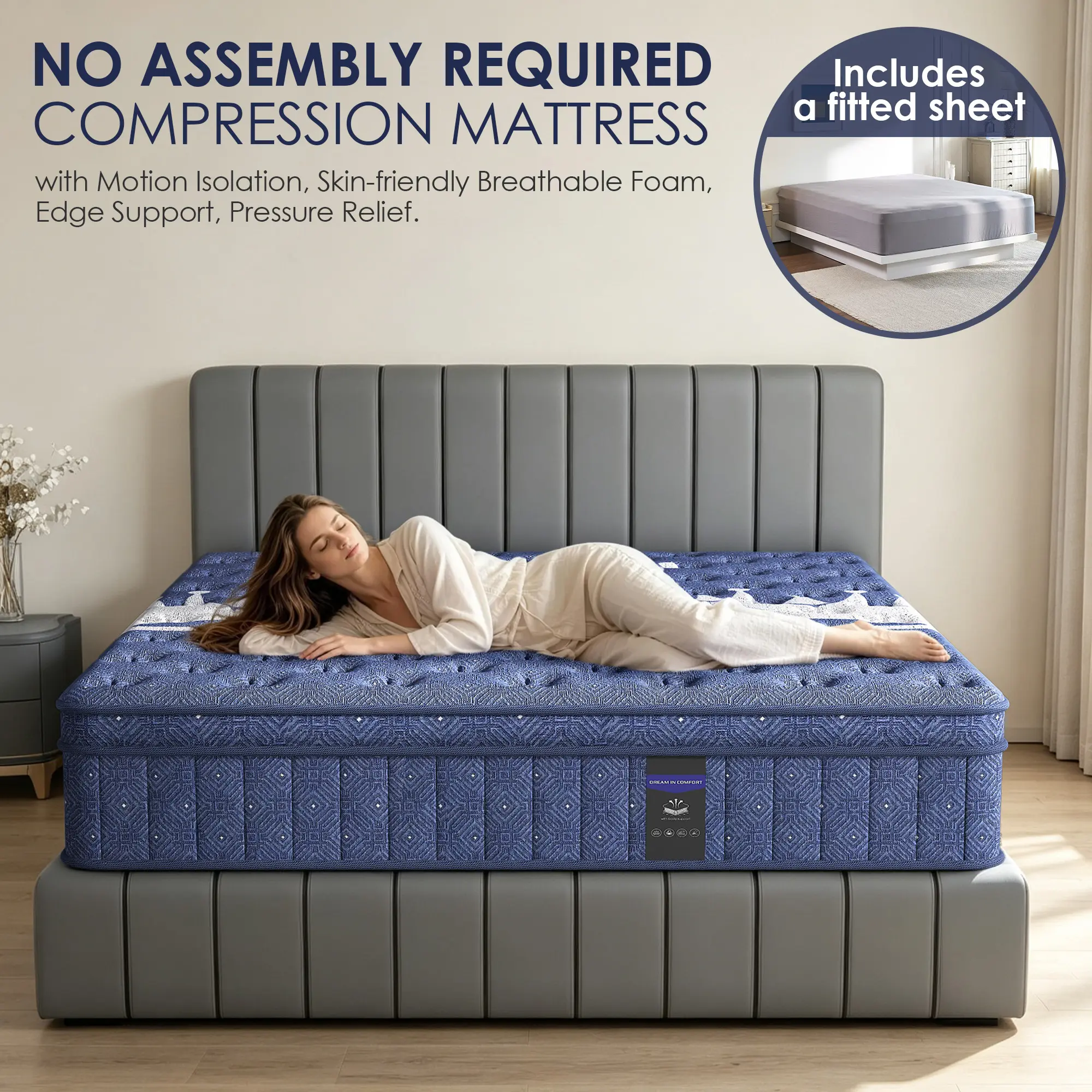 12"Twin Full Queen King Size Mattress in a Box Hybrid Spring Memory Foam, Medium Firm Ergonomic Mattress,Gift of bed sheet