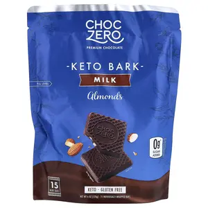 ChocZero Keto Bark, Milk Chocolate, Almond, 15 Mini Bars, 6 oz (170 g)