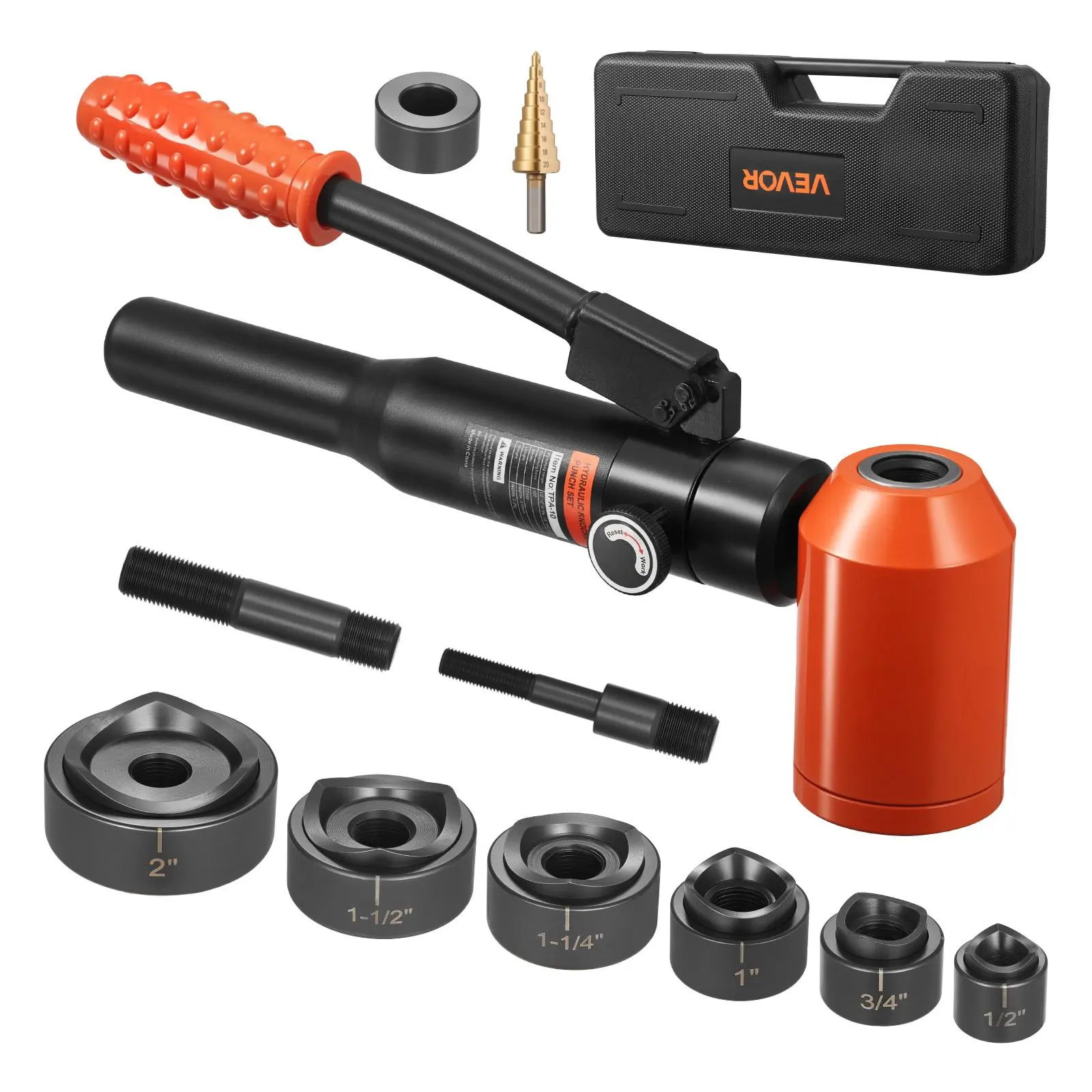 【summerfinds】VEVOR Knockout Punch Set, 10 Ton Hydraulic Knockout Set, 1/2" to 2" KO Tool Kit Hole Making Tool, KO Tools Kit W/6 Dies for Metal Electrical Cabinets, Electrical Control Cabinets, Switch Cabinets