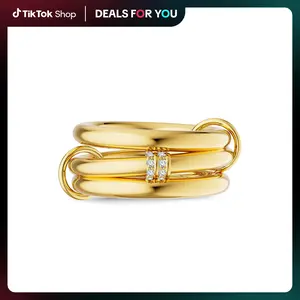 TEWIKY Interlocked Stackable Rings for Women - Statement Multi Ring Mixed Metals Stack - Cubic Zirconia Stacking Jewelry For Summer dealsforyoudays