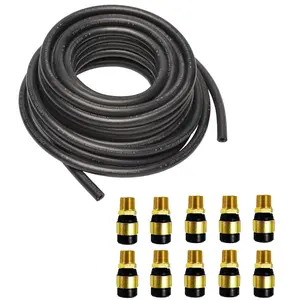 TORQUE Rubber Air Brake Hose 3/8" x 50-FT ROLL Black Replaces Continental 9003006 with 10 PCS 1/2" NPT Male Fittings Pneumatic Replacement Fittings for 3/8'' Rubber Hoses