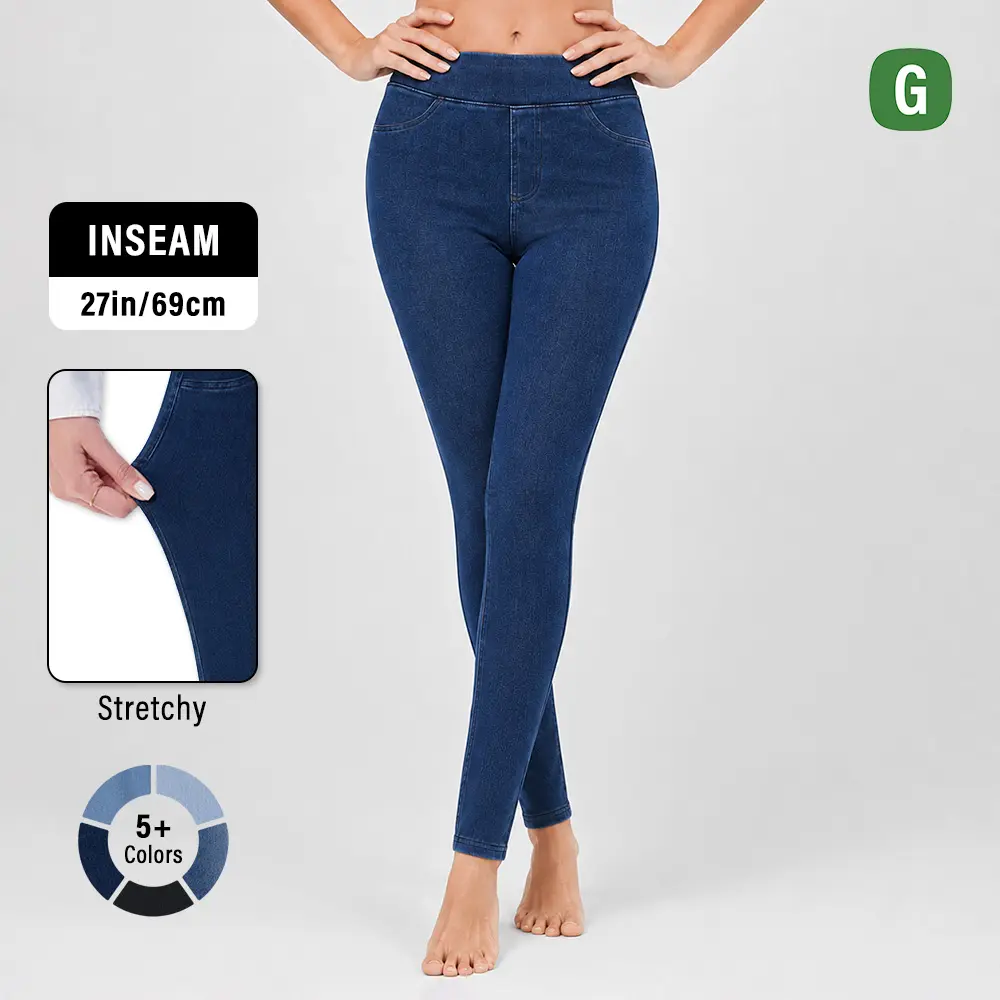 Women's High Waisted Pocket Stretchy Knit Casual Genuwii Skinny Pull-On Jeans, All-Season Slim-Fit Jeans Tummy Control,clothes for back to school,first day of school outfits