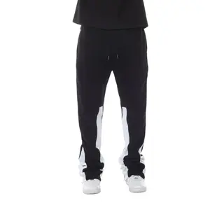 Black and White two-tone stacked sweatpants - comfort and style