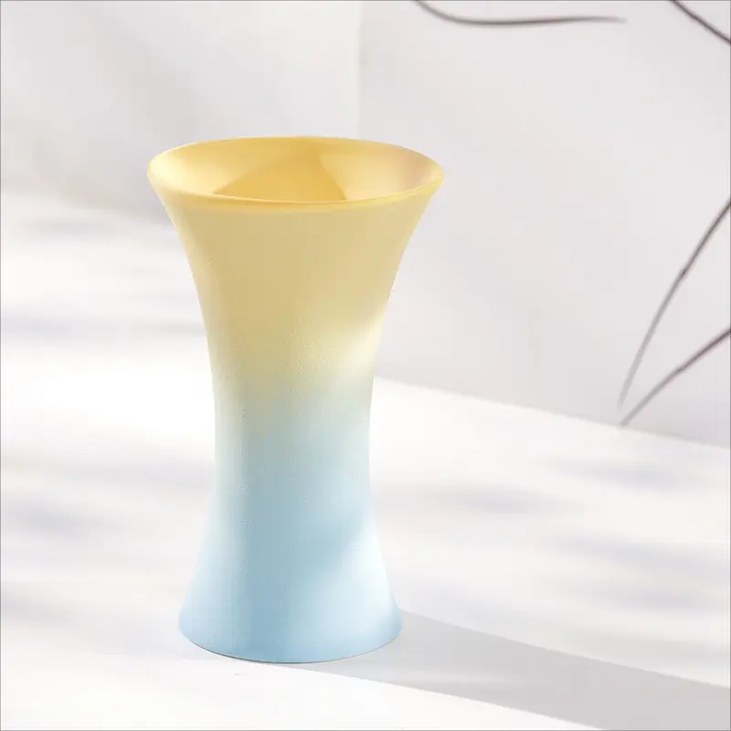Pink-Yellow & Blue-Yellow Gradient Ceramic Vase, Decorative Vase, INS Style for Fresh & Dried Flowers, Table Decor for Home & Office, Perfect Gift for Valentine's Day & Mother's Day, Indoor & Outdoor Use