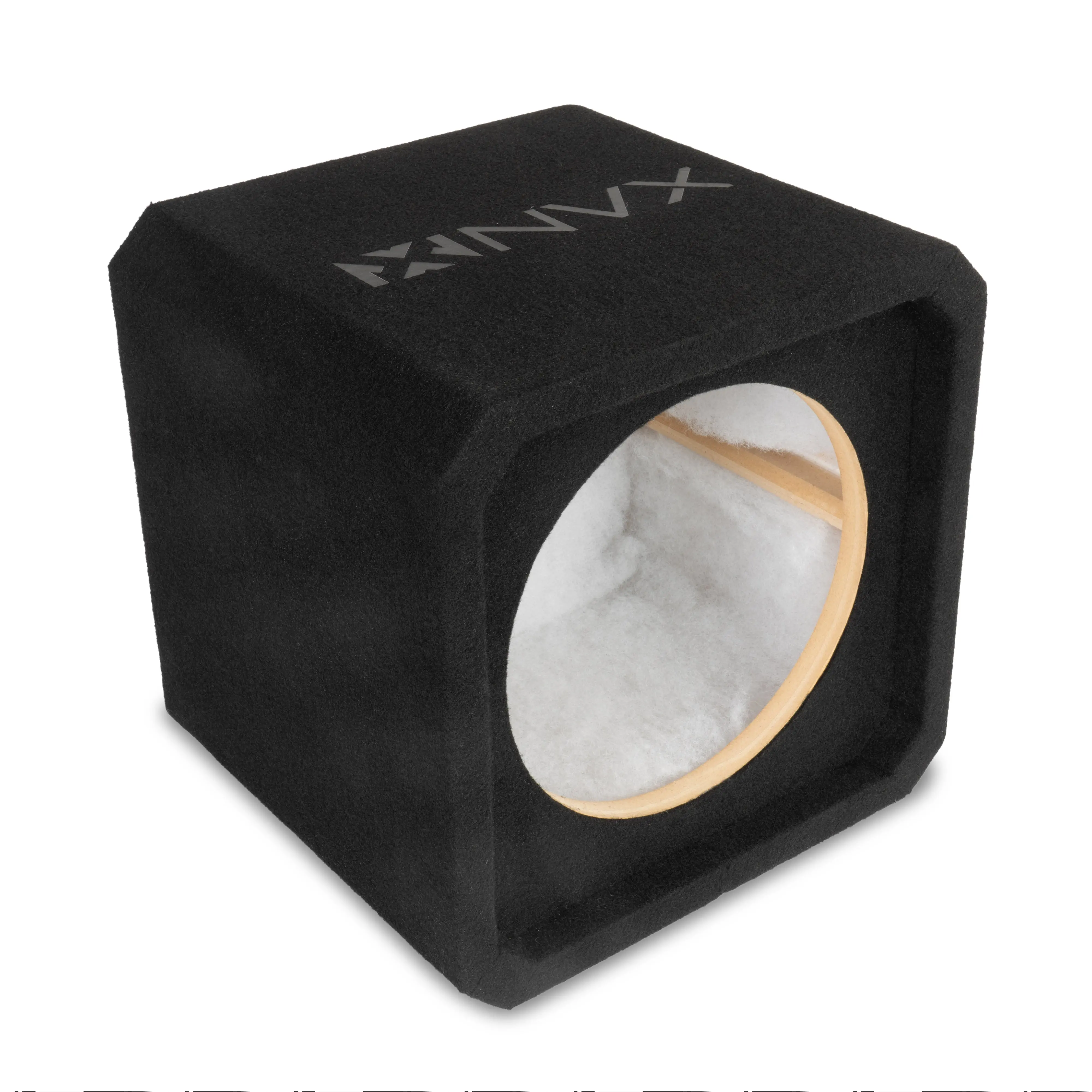 NE101S Single 10" Sealed 3/4" MDF Black Carpeted Subwoofer Enclosure – 0.65 Cu. Ft. with Polyfil and NVX Logo