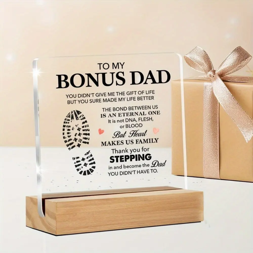 Acrylic Plaque Sign - Indoor Home Decor Gift for Bonus Dad, Ideal for Birthday, Father's Day