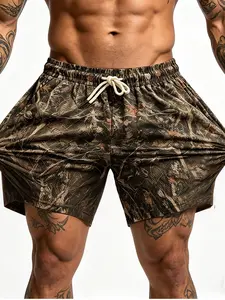 Men's Realtree Camo Mesh Gym Shorts, High Stretch Quick-Dry Breathable Drawstring Gym Shorts, Lightweight Running Training Shorts, Athletic Wear Shorts, Athleisure Shorts