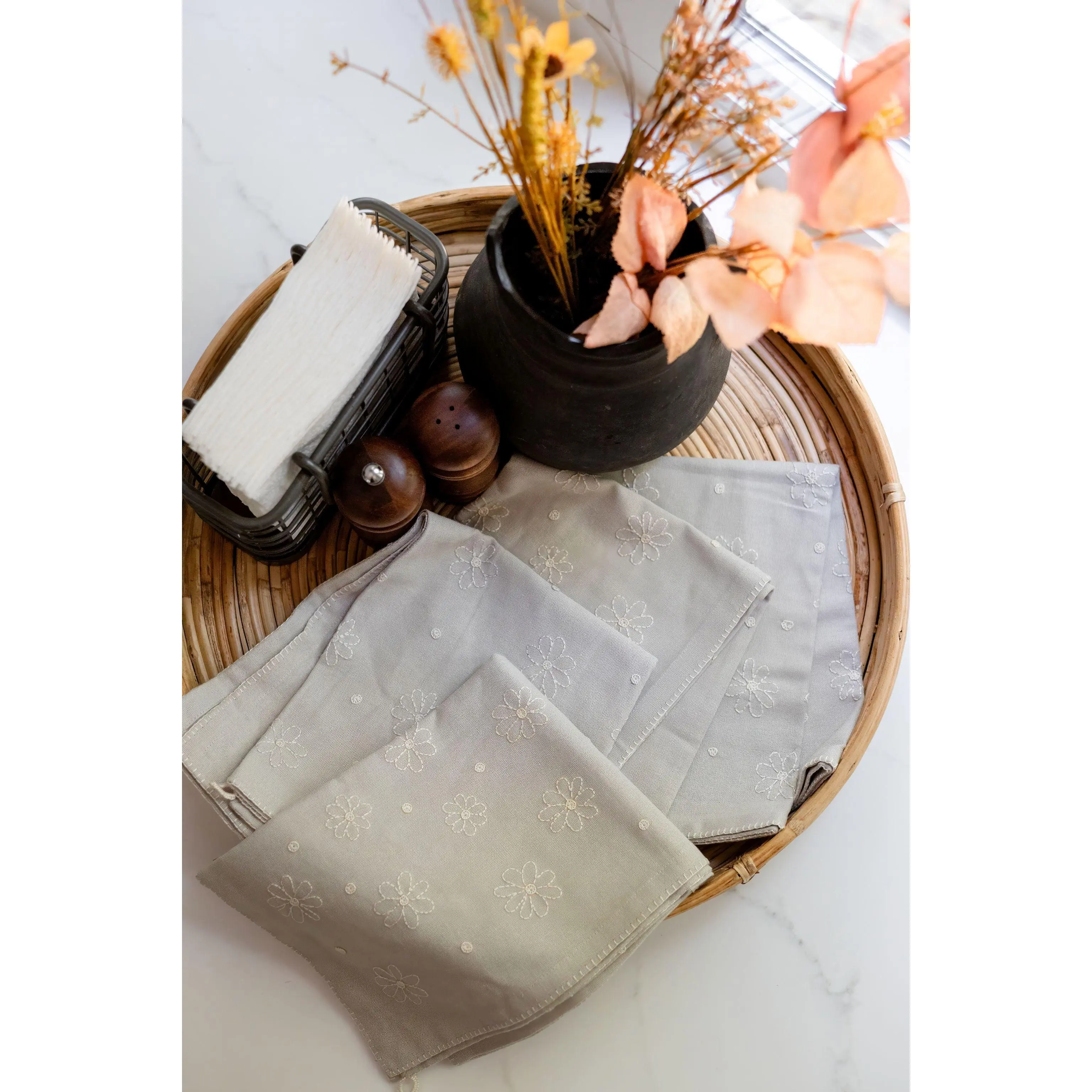 Blossom Dust 'Embroidered' Tea Towels  ( Set of 2)